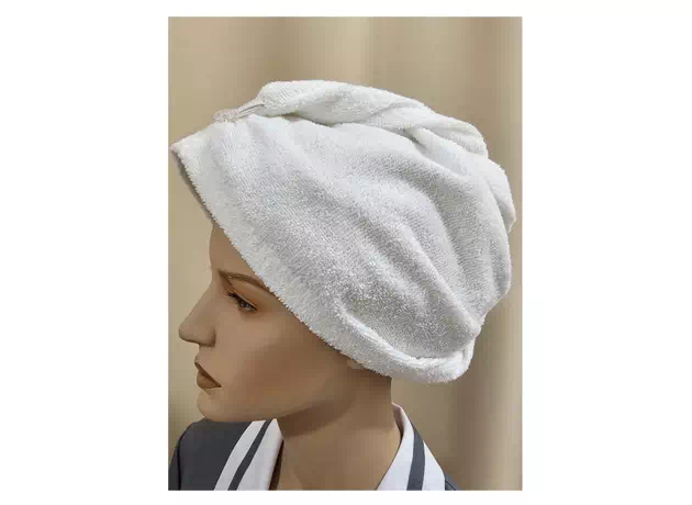 Froté turban na vlasy s knoflíkem